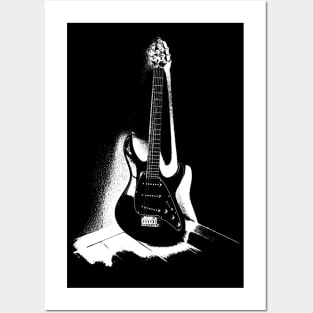 Black and White Guitar Posters and Art